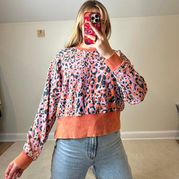 Joy Lab: Leopard Print Cropped Crewneck Sweatshirt - Picture 1 of 5